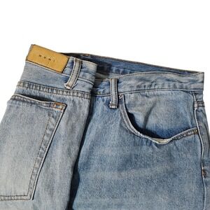 MNM Mens Distressed Button Fly 38x30 Ripped Wide Leg Jeans denim